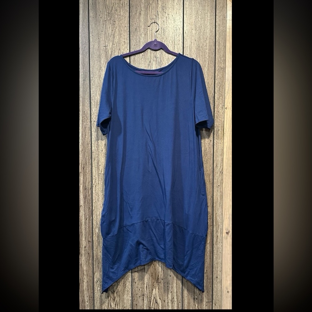 Cuddl Duds Petite Flexwear Elbow-Sleeve Rainbow Hem Lounge Dress